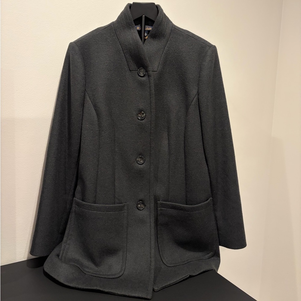 Brooks Brothers Dark Green Wool Cashmere Pea Coat